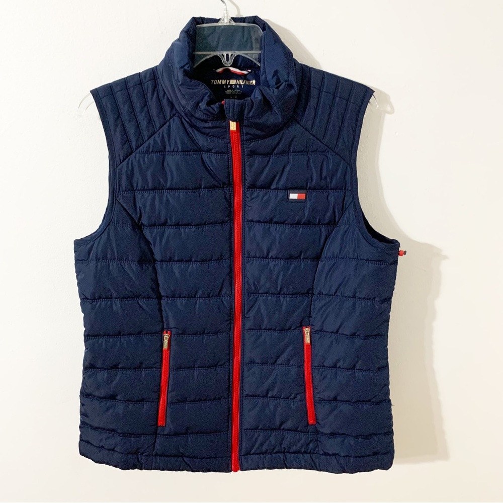 Tommy Hilfiger Sport Insulated Lightweight Front Zip Quilted Puffer Vest 🔵🔴
